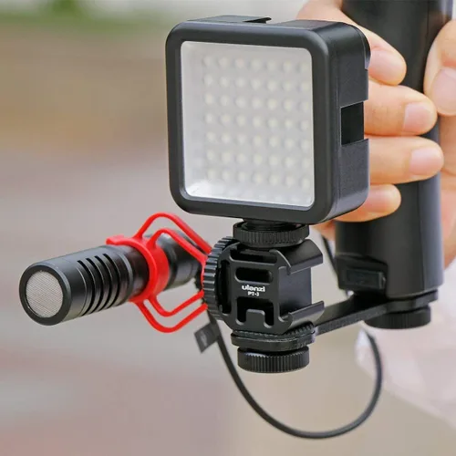 Vista 3 de Ulanzi PT-3 Triple Cold Shoe Gimbal + ULANZI Cute LITE Impermeable Light