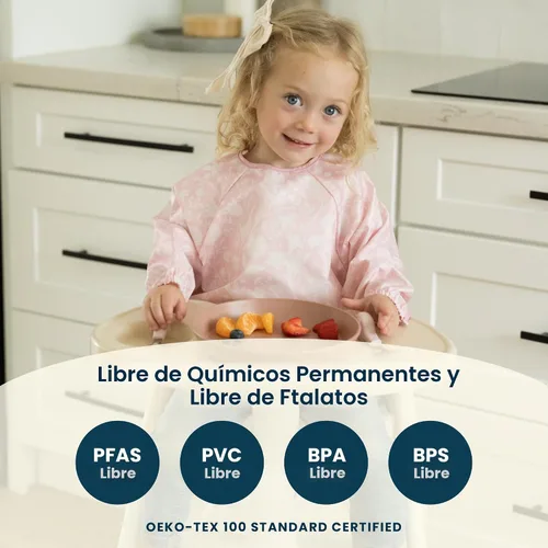 Vista 9 de Tiny Twinkle - Babero a prueba de suciedad para bebés y niños pequeños, bonito, de manga larga, impermeable, lavable a máquina, cierre a prueba