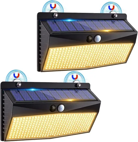 Vista 9 de Peasur 368 luces solares magnéticas LED impermeables al aire libre con Negro
