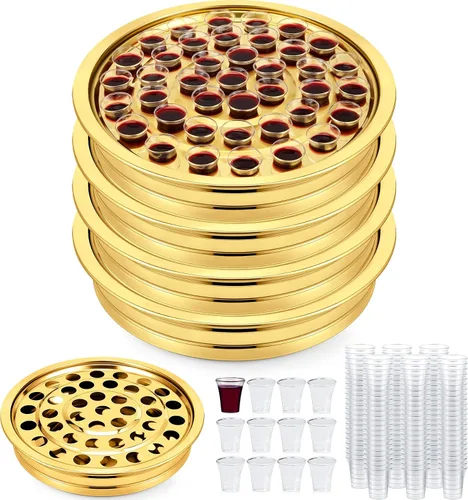 Vista 15 de Zhehao - 1 bandeja de comunión con cáliz desechables para suministros de iglesia, cada juego de suministros de comunión de 40 agujeros, bandejas