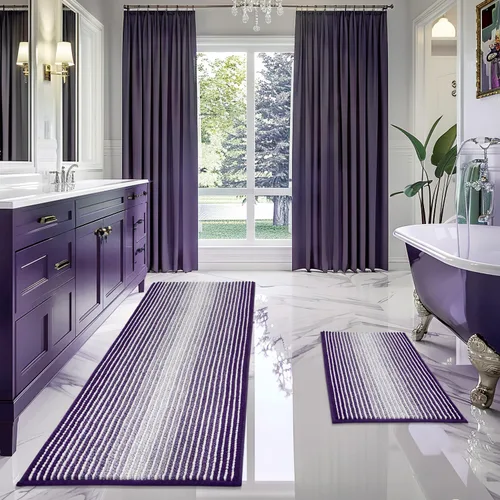Vista 40 de BSICPRO Tapetes de baño de felpilla, 20 x 32 pulgadas, antideslizantes, absorbentes, suaves, peludos, para baño, lavables a máquina (salvia)
