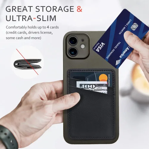 Vista 3 de Cartera de cuero para teléfono, soporte adhesivo para tarjetas de crédito para funda de teléfono, compatible con iPhone, Samsung, Android y todos