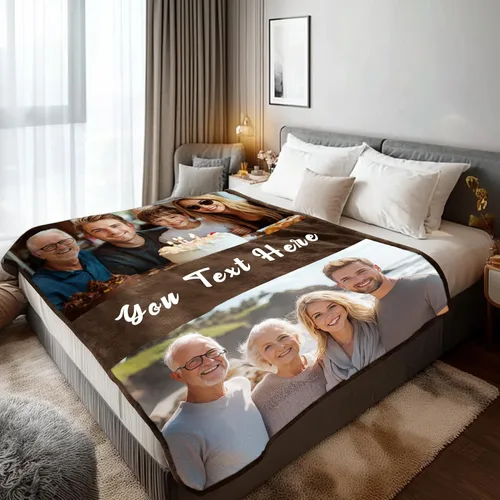 Vista 26 de Mantas personalizadas con 1 foto y texto impreso en Estados Unidos Manta personalizada con imagen de 30 x 40 pulgadas Mantas personalizadas