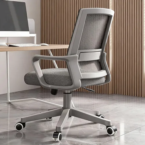 Vista 9 de Silla de escritorio de oficina para computadora, silla ergonómica de malla para juegos, silla de respaldo medio con cómodo soporte lumbar, altura