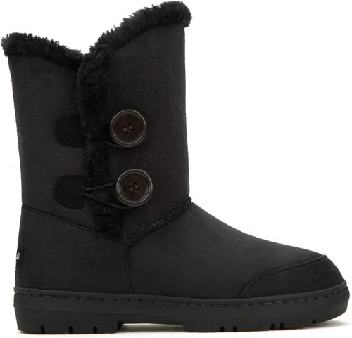 Vista 2 de CLPP'LI - Botas de nieve de invierno con dos botones, impermeables, con forro completo de piel, para mujer