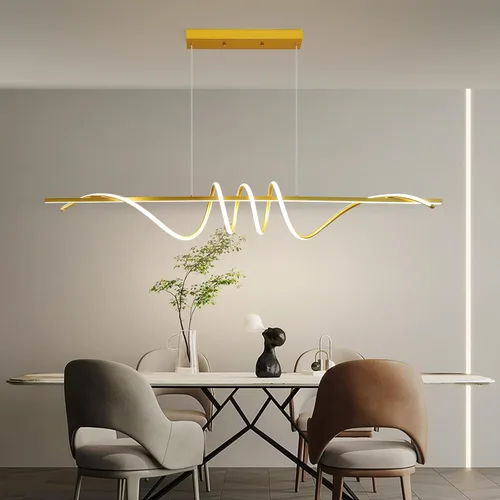 Vista 3 de Modern 59inch Led Chandeliers for Dining Room, Dimmable 3000k~6500k Remote Control Gold Spiral Shape Pendant Lights 50w Height Adjustable Hanging