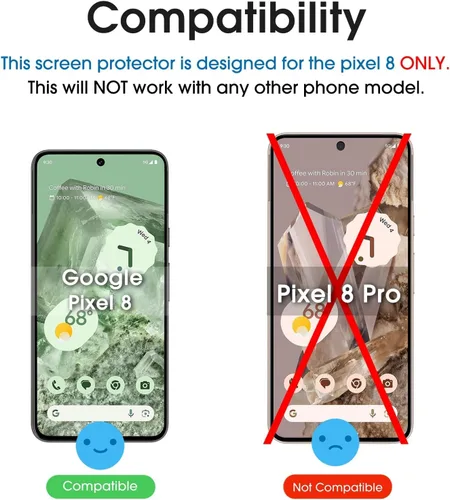 Vista 2 de amFilm Paquete de 3+1 protector de pantalla para Google Pixel 8 de vidrio templado de 6.2 pulgadas, compatible con huellas dactilares ultrasónicas