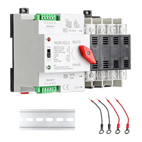 Vista 26 de 100Amp AC110V Interruptor de Transferencia Automático/Manual 2P 50/60Hz, 2POLE 100A Mini ATS Interruptor Solar Auto de Energía Dual para Generador