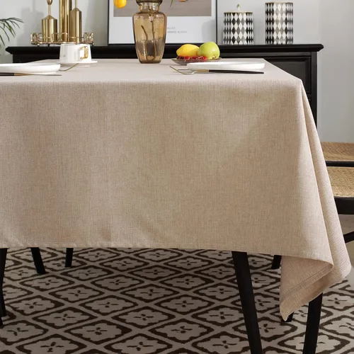 Vista 2 de Jeloris Mantel rectangular de lino de algodón, impermeable y a prueba de derrames, estilo nórdico, suave y resistente a las arrugas, mantel de tela