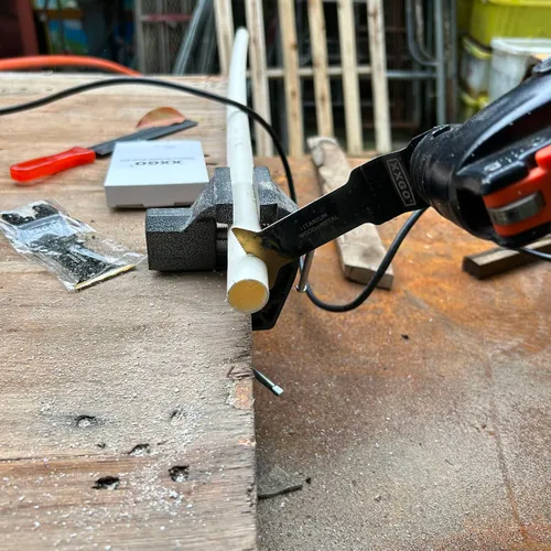 Vista 9 de XXGO 3 piezas extra larga corte de metal titanio oscilante multiherramienta hoja Lo mejor para cortar clavos de metal de plástico de madera en un