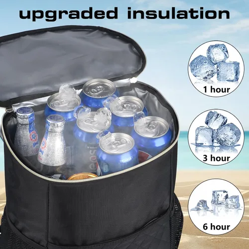 Vista 3 de Mochila Enfriadora Wolka 30 Latas, Mochilas Enfriadoras Portátiles Aisladas a Prueba de Fugas, Bolsa Enfriadora Impermeable de Lado Suave