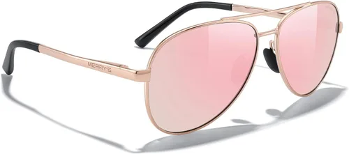 Vista 6 de MERRY'S Lentes de sol de aviador para hombres y mujeres, lentes polarizados para conducir, lentes espejados, protección UV 400, 2.283 in