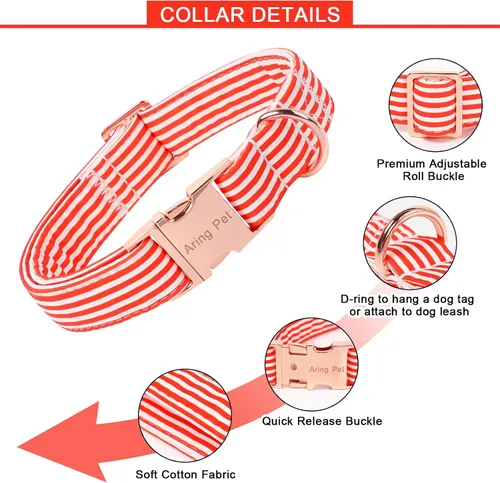 Vista 178 de Aring Pet Collar de algodón, ligero y ajustable, con hebilla de liberación rápida, para perros pequeños, medianos y grandes, para cachorros, S, Hoja