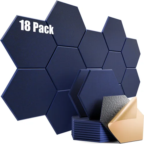 Vista 175 de Paquete de 12 paneles acústicos autoadhesivos de 12 x 10 x 0.4 pulgadas, paneles de espuma a prueba de sonido con alta densidad, elegante diseño