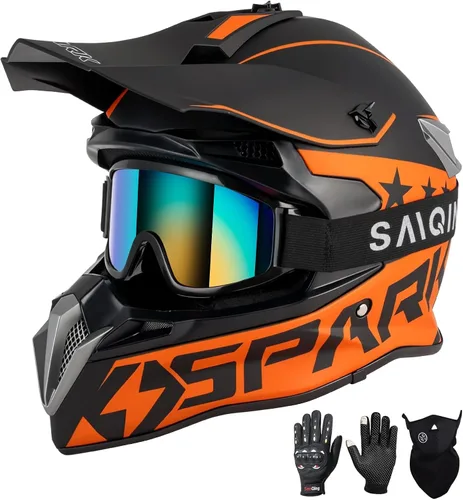 Vista 11 de SPARK Casco de motocross y ATV para adultos, casco de motocross certificado por DOT con liberación rápida, diseño ligero todoterreno para motocross