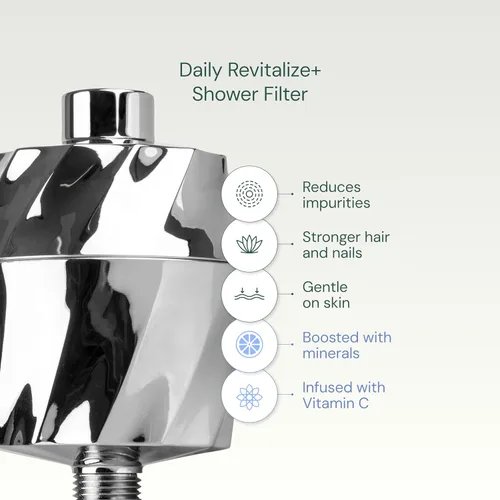 Vista 5 de AquaBliss Filtro de ducha revitalizante HD - Última filtración de alto rendimiento. 2x Vitamina C, minerales para cabello exuberante, piel y uñas