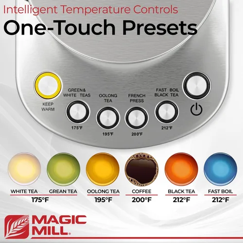 Vista 5 de Magic Mill Pro Hervidor Eléctrico con Infusor de Té y Control de Temperatura - Función de Mantenimiento del Calor, Hervido Rápido, Apagado