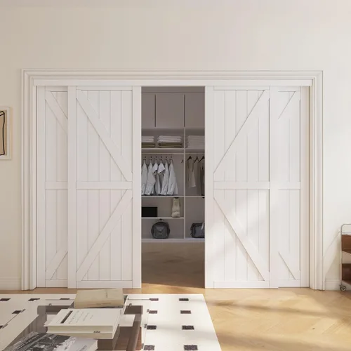 Vista 18 de 5-Panel Closet Doors, 48"(Double 25") x 80" Sliding Door for Bedrooms