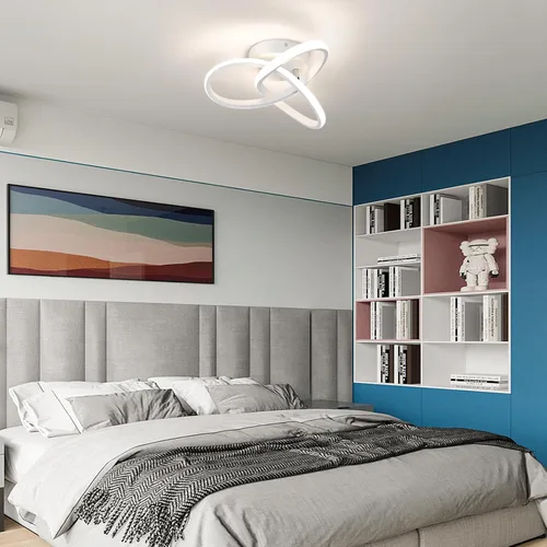 Vista 3 de CANEOE Moderna lámpara LED de techo, luz diurna blanca de 4500 K, lámpara de techo semiempotrada para dormitorio, baño, cocina, balcón, lavandería