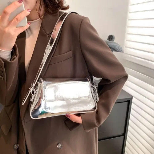 Vista 2 de Bolso de noche para mujer, Y2k, plateado, bolso hobo, bolso de mano, bolso de mano, bolso de mano, bolso de fiesta, bolso de mano, bolsos cruzados