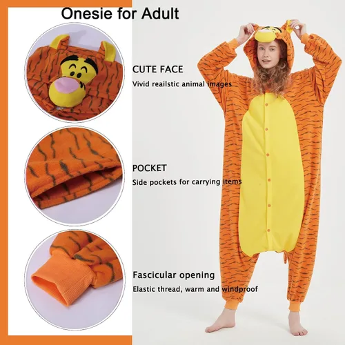 Vista 6 de SWEETXIN Pijama unisex para adultos y niños, para Halloween, Navidad, ropa de dormir, traje de cosplay para mujeres y hombres