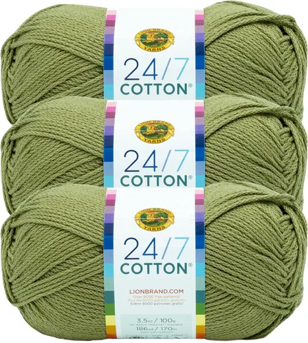 Vista 10 de Lion Brand Yarn - Hilo ligero 24/7 de algodón para tejer, hacer ganchillo y manualidades, Ámbar, paquete de 1 Light Worsted 100% Mercerized Cotton