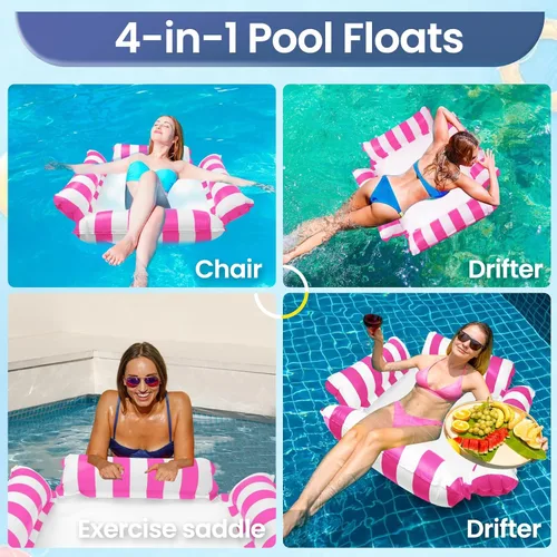 Vista 2 de Flotadores de piscina para adultos, flotador de verano, hamaca de agua inflable para adultos
