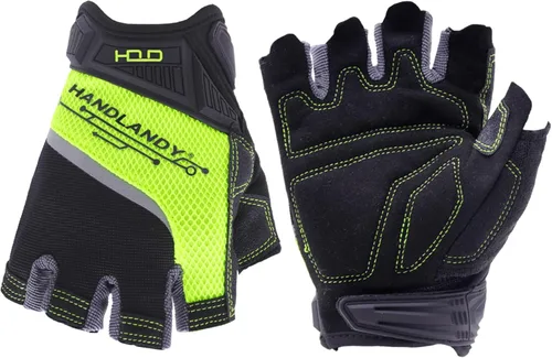 Vista 11 de HANDLANDY Guantes tácticos de impacto sin dedos para hombre, guantes de trabajo con agarre acolchado de medio dedo, guantes de conductor de Verde