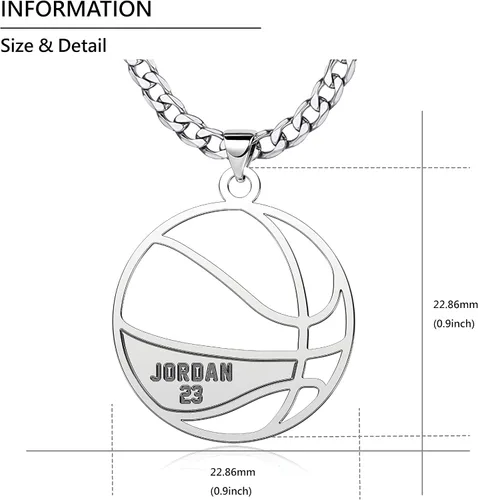 Vista 4 de Collares personalizados con número de jersey para hombre, atletas deportivos, cadena con colgante para niños, acero inoxidable, béisbol, fútbol