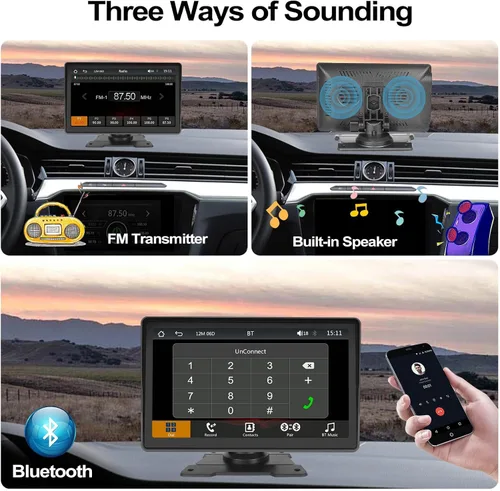 Vista 5 de Carplay inalámbrico de 7 pulgadas y reproductor multimedia automático con pantalla táctil Android, estéreo para automóvil con enlace