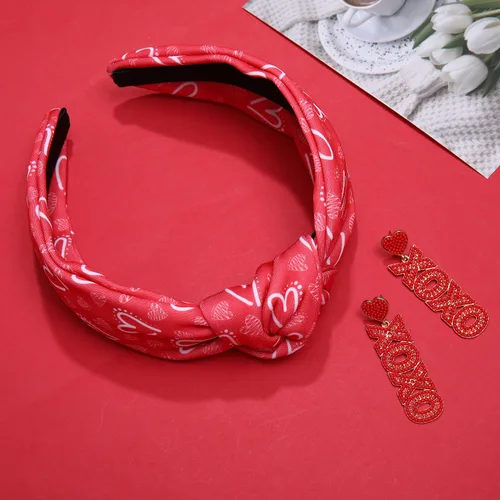 Vista 53 de YAHPERN Diadema para el día de San Valentín para mujer, colorida diadema de algodón con estampado de corazón de conversación XOXO Love, diadema