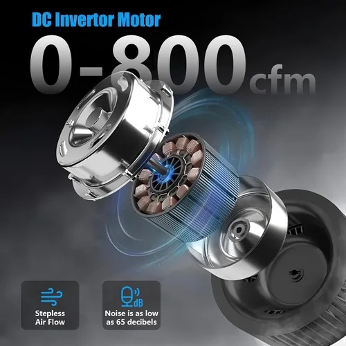 Vista 4 de Depurador de aire Hepa 800CFM con filtración de 4 etapas, máquina de aire negativo apilable, purificador de aire comercial con filtros