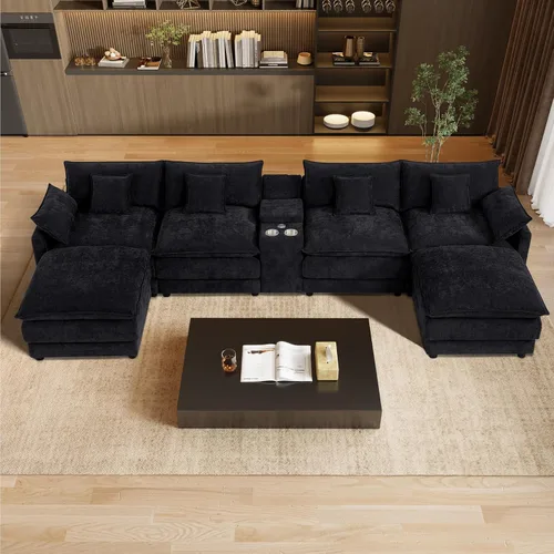 Vista 6 de Sofá modular de gran tamaño de 145 pulgadas, sofá de nube en forma de U, moderno juego de sofá de 6 asientos para sala de estar, cómodo asiento