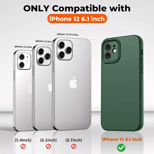 Vista 2 de SUPFINE - Funda diseñada para iPhone 12, silicona líquida premium con [forro de microfibra suave antiarañazos][protección de cámara mejorada], funda