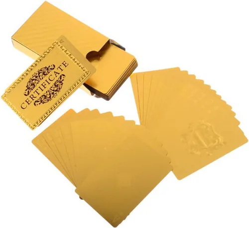 Vista 3 de Cartas de póquer resistentes al agua, de 24 quilates, con caja de regalo