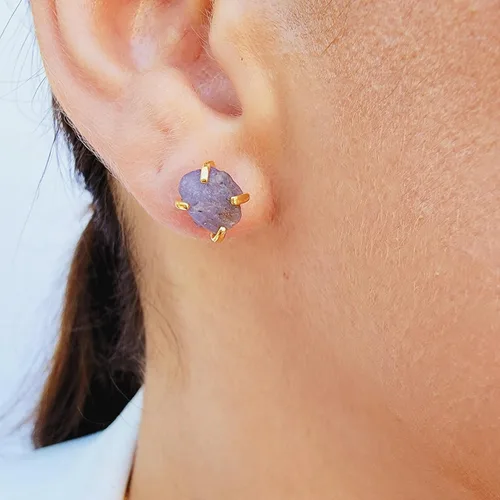 Vista 53 de Juego de joyas de piedras preciosas crudas reales con plata de ley 925 chapada en oro real, collar y aretes de piedra natal, regalo para ella por