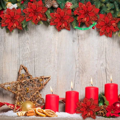 Vista 3 de Vanleonet 12 flores de Pascua artificiales con purpurina, decoraciones de flores de Navidad, adornos de árbol de nochebuena con purpurina