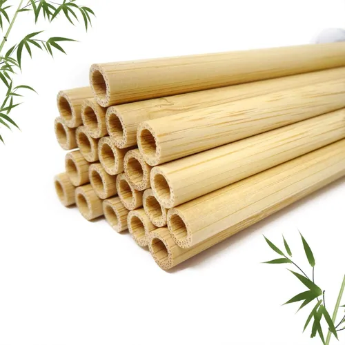 Vista 3 de Honbay 20 popotes de bambú reutilizables de madera con 1 cepillo de limpieza para el hogar y al aire libre