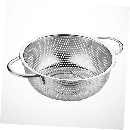 Vista 9 de KICHOUSE Cuenco de lavado de arroz, colador de acero inoxidable, doble asa, colador de verduras, coladores para cocina, fideos, cesta de colador