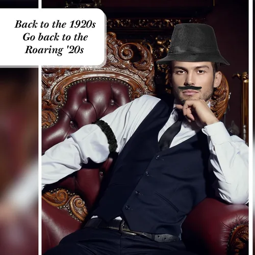 Vista 4 de SATINIOR Disfraz de los años 20 para hombre con chaleco de gángster, sombrero, reloj de bolsillo y tirantes (XL, negro, rayas negras), Negro, rayas
