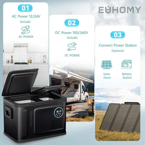 Vista 6 de EUHOMY Refrigerador de 12 voltios, enfriador eléctrico de 37QT de doble zona con control por aplicación, refrigerador para automóvil con 12/24V DC