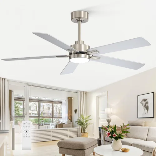 Vista 11 de Ventiladores de techo con luces LED, control remoto de ventilador de techo negro de 5 aspas de 42 pulgadas, ventilador de techo moderno con motor