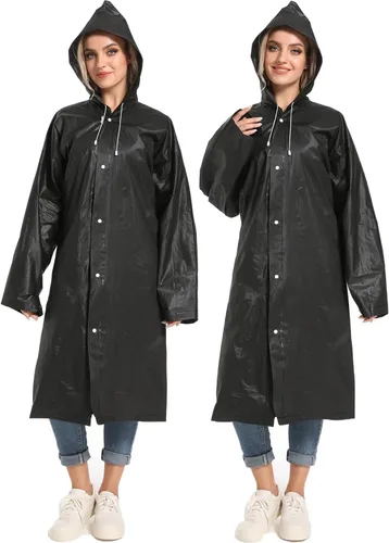 Vista 108 de 2 abrigos de lluvia de Borogo para adultos, chaquetas de lluvia reutilizables para hombres y mujeres