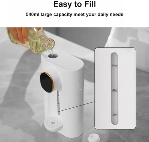 Vista 5 de Dispensador automático de enjuague bucal, dispensador de enjuague bucal automático de 18 oz para baño, 3 niveles de dispensación (10ml/20ml/30ml)