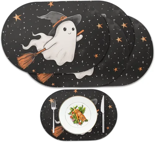 Vista 29 de Autumn Placemats Set of 2 Waterproof Wipeable 12X18 Inch Faux Leather Non Slip Heat Resistant Mats for Thanksgiving Dinner Outdoor Decor