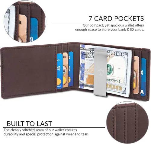 Vista 2 de TRAVANDO Money Clip Wallet Atlanta Mens Front Pocket Slim RFID Blocking - Credit Card Holder - Mini Bifold
