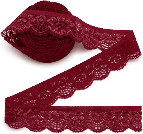 Vista 10 de SEMINI Cinta elástica de encaje de 1 pulgada de ancho para costura, manualidades, boda, fiesta, decoración, ropa (beige)