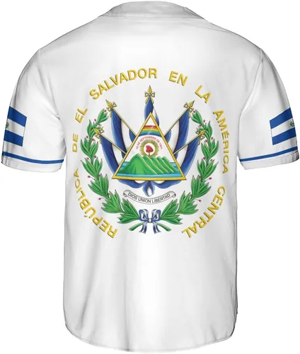 Vista 3 de Camiseta personalizada de béisbol de El Salvador, camiseta de bandera de El Salvador, camiseta del orgullo salvadoreño, camiseta de El Salvadoreña