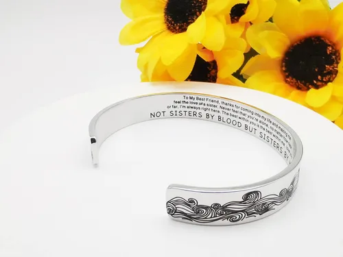 Vista 3 de Dczosily Pulseras inspiradoras para mujer, de acero inoxidable, grabadas, con mantra motivacional, regalos personalizados para mamá, hija, hermana