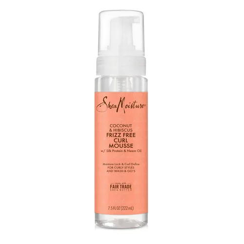 Vista 2 de SheaMoisture - Mousse Curl de coco e hibisco para control del encrespamiento, mousse de peinado con manteca de karité de 7.5 onzas y crema